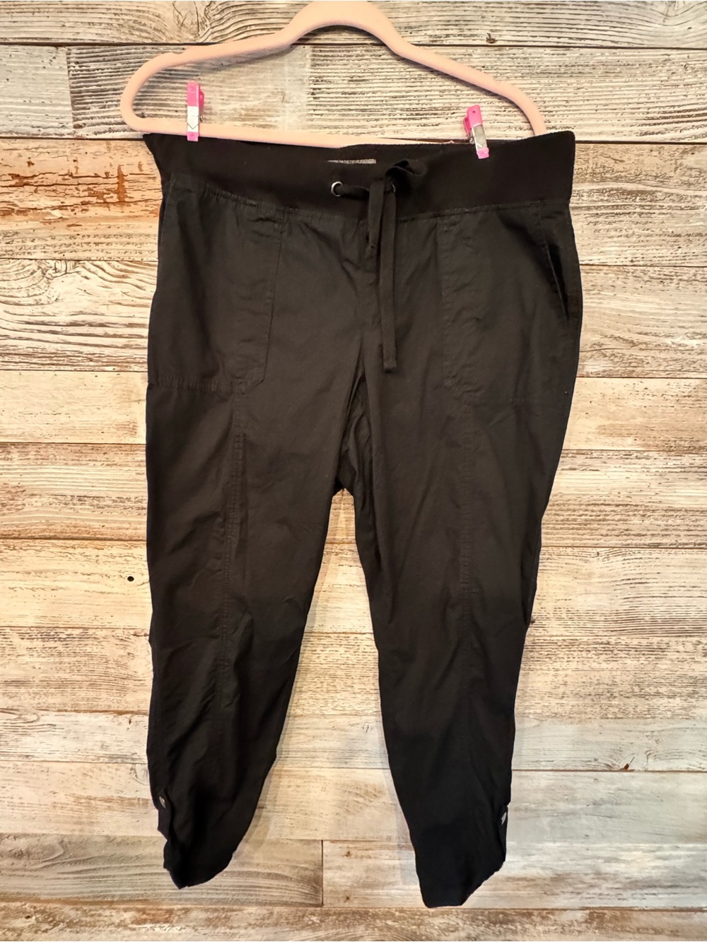 torrid Black Stretch Pull On Straight-Leg Drawstring Pants with Pockets